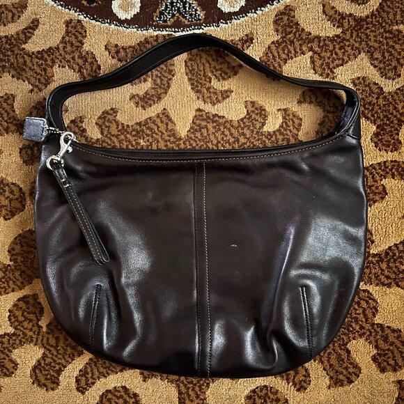 COACH Black Vintage 9219 Ergo Hobo Shoulder Bag with Dark teal-ish Interior - Picture 1 of 5